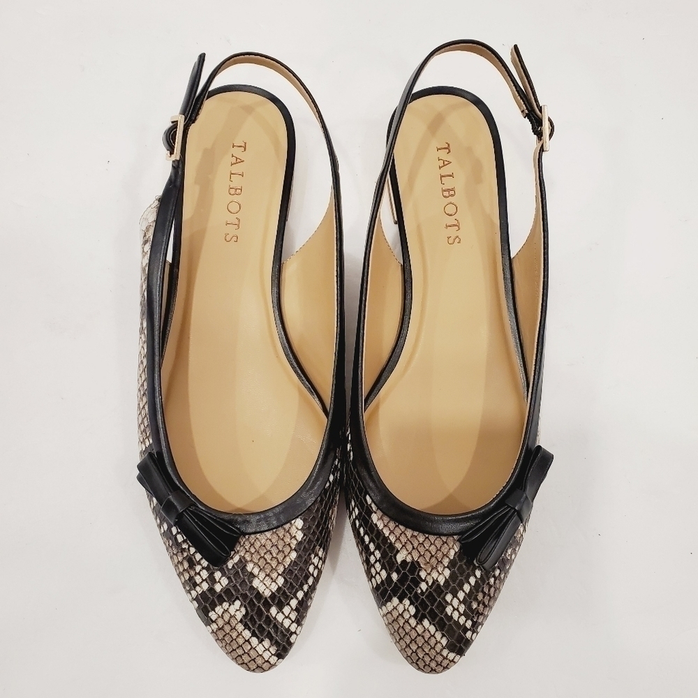 NEW Talbots EDISON SLINGBACK BOW FLATS - EMBOSSED Snake Skin